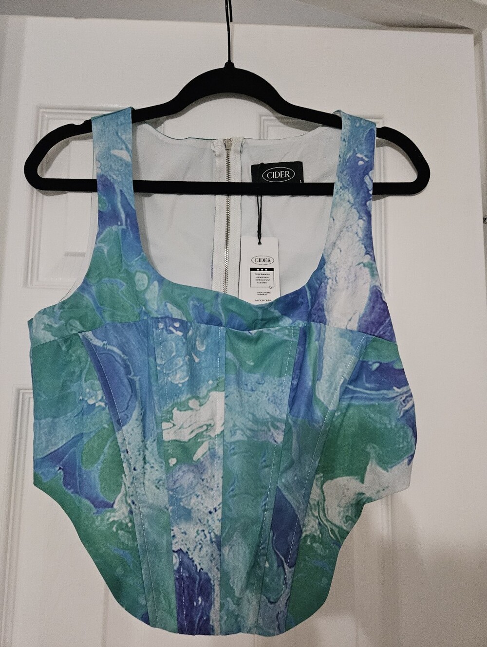 NWT Cider Blue Green Marble Corset Tank Top